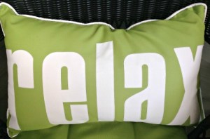 My patio pillow.  I'm sensing a theme here with pillows...