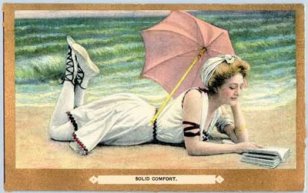 This makes more sense to me.  A cloudy day, umbrella and a good book.